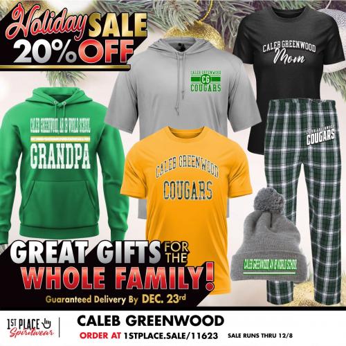 Collage of spirit wear attire, Holiday Sale, 20% Off